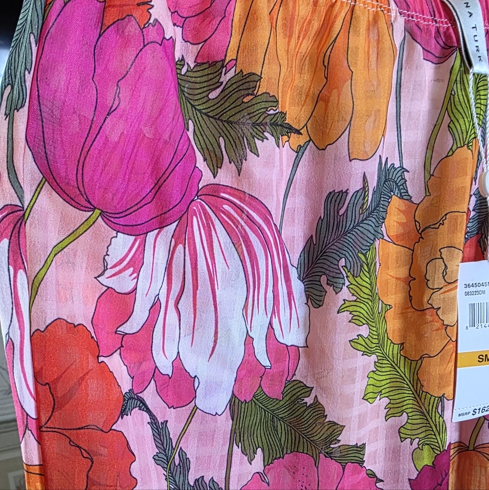 Trina Turk Dopamine Floral Wide Leg Boho Chic Elastic Waist Pants Sz Small New - Picture 6 of 8